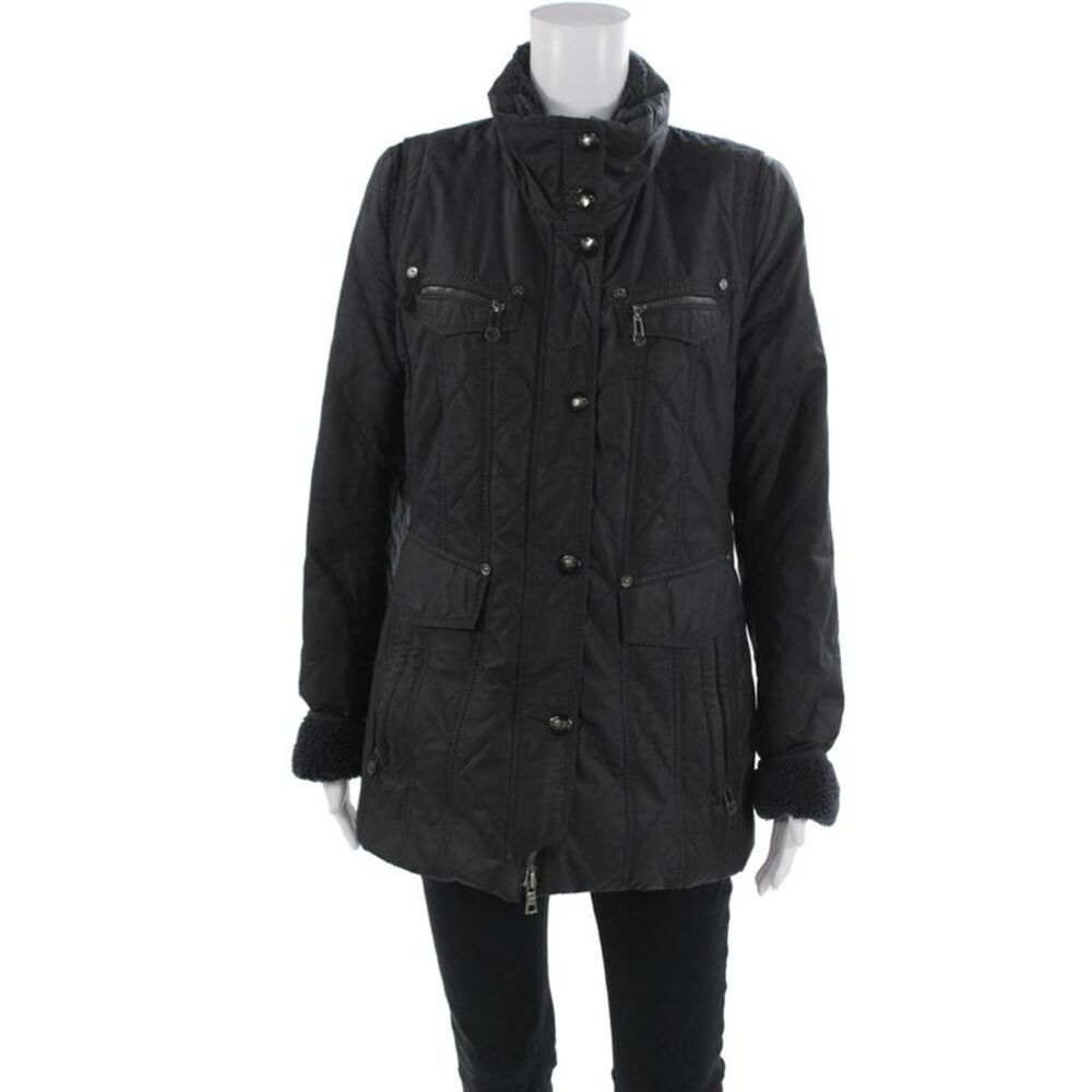 Creenstone Women Quilted Jacket Black High Neck Long Sleeve Size S
